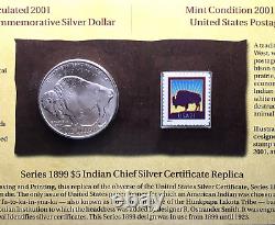 2001 AMERICAN BUFFALO 90% SILVER COIN + CURRENCY SET U. S. Coins Commemorative