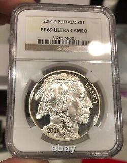 2001 Buffalo Silver Dollar graded PR69 ULTRA CAMEO by PCGS Nice Coin