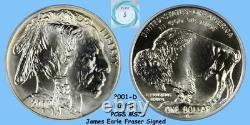 2001-D American Buffalo Commemorative Silver Dollar PCGS MS70 JEF Wet Sig Lbl