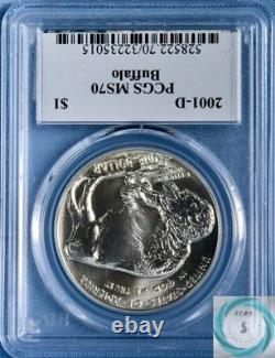 2001-D American Buffalo Commemorative Silver Dollar PCGS MS70 JEF Wet Sig Lbl