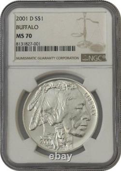 2001 D Bison Buffalo Commemorative Silver Dollar Coin NGC MS70
