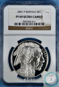2001-P American Buffalo Commemorative Silver Dollar NGC PF 69 ULTRA CAMEO