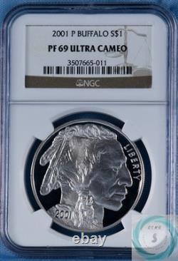 2001-P American Buffalo Commemorative Silver Dollar NGC PF 69 ULTRA CAMEO