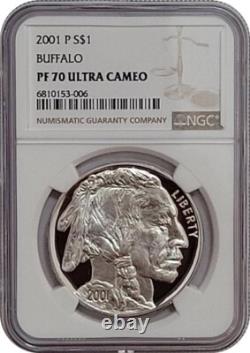 2001 P Bison Buffalo Commemorative Silver Dollar Coin NGC PF70 Ultra Cameo