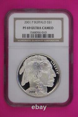 2001 P PF 69 Buffalo Commemorative Silver Dollar NGC Graded Authentic Slab 77