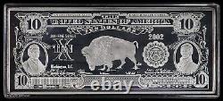 2002 $10 United States Bison 1 oz Silver Note Bar in Box