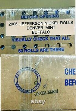 2005 D BISON BUFFALO Nickel 50 Roll Original Sealed Bank Box (FS ER) WOW