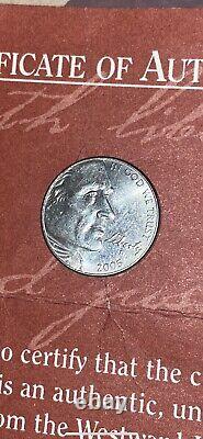 2005 D Jefferson Buffalo Nickel UNCIRCULATED with CERTIFICATE of AUTHENTICITY