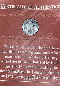 2005 D Jefferson Buffalo Nickel UNCIRCULATED with CERTIFICATE of AUTHENTICITY