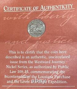 2005 D Jefferson Buffalo Nickel UNCIRCULATED with CERTIFICATE of AUTHENTICITY