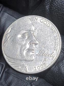 2005 D Jefferson Nickel Spear In The Rear Bison 5 Cent US Coin