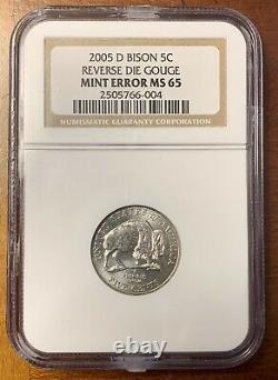 2005 D Speared Bison 5C VP-001 MS 65 NGC Rare Variety