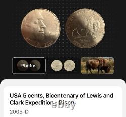 2005 D USA 5 Cent Coin Bicentenary of Lewis and Clark Expedition Bison