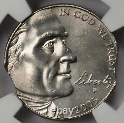 2005 NGC MS65 Double Curved Clips Bison Nickel Mint Error Great Eye Appeal