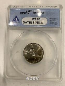 2005 Nickel DDO-001 MS 68 Error 5 Cent Satin Finish Bison Buffalo Jefferson