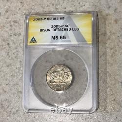 2005-P 5C Jefferson Nickel BISON DETACHED LEG ANACS MS 65