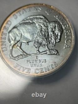 2005-P 5c Bison Jefferson Nickel ANACS MS69 DDO Satin Finish Blue Color
