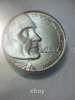 2005-P 5c Bison Jefferson Nickel ANACS MS69 DDO Satin Finish Blue Color