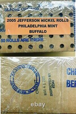 2005 P BISON BUFFALO Nickel 50 Roll Original Sealed Bank Box (FS ER) WOW