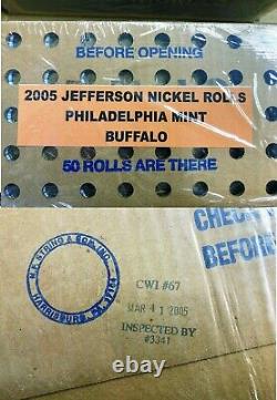2005 P BISON BUFFALO Nickel 50 Roll Original Sealed Bank Box (FS ER) WOW