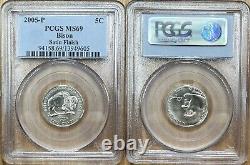 2005-P Bison Jefferson Nickel PCGS MS69 Satin Finish specimen, 5c, Free Ship