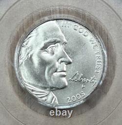 2005-P Bison Jefferson Nickel PCGS MS69 Satin Finish specimen, 5c, Free Ship