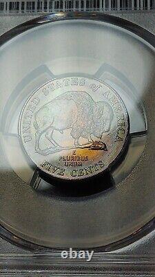 2005 P Bison Nickel 5C PCGS MS66 Rainbow Toning 4333