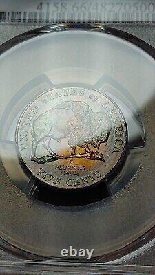 2005 P Bison Nickel 5C PCGS MS66 Rainbow Toning 4333