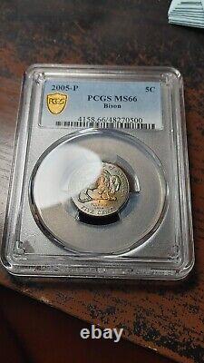 2005 P Bison Nickel 5C PCGS MS66 Rainbow Toning 4333