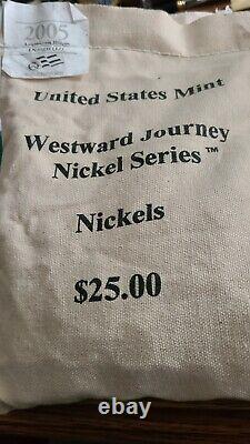 2005 P & D American Bison Jefferson Nickel 2 US Mint Sewn Bags Westward Journey