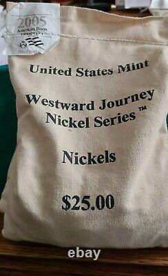 2005 P & D American Bison Jefferson Nickel 2 US Mint Sewn Bags Westward Journey