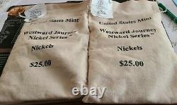 2005 P & D American Bison Jefferson Nickel 2 US Mint Sewn Bags Westward Journey