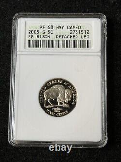 2005-S Buffalo Nickel Detached Leg ANACS PF68 Heavy Cameo