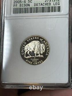 2005-S Buffalo Nickel Detached Leg ANACS PF68 Heavy Cameo