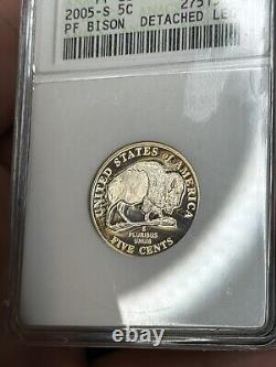 2005-S Buffalo Nickel Detached Leg ANACS PF68 Heavy Cameo