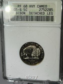 2005 S Jefferson Bison PF-68 Heavy Cameo ANACS Detached Leg Error