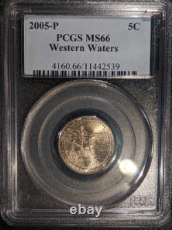 2005-p PCGS ms66 Jefferson Western Waters Ocean View Westward Journey Nickel