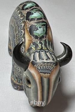 2007 Jon Stuart Anderson Millifiori Style Polymer Clay Buffalo Bison Sculpture
