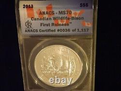 2013 $5 BISON First Releases ANACS MS 70