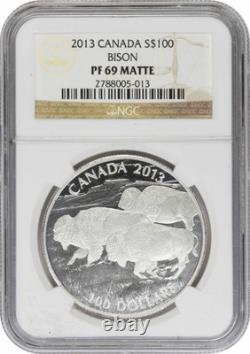 2013 Canada $100 Silver Bison PF69 Matte NGC