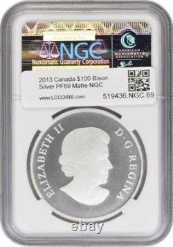 2013 Canada $100 Silver Bison PF69 Matte NGC