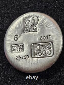 2017 Bison Bullion 6 troy oz. 999 Silver Poured Round FIRST 50 #24/50 RARE
