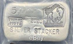 2020 Bison Bullion Silver Stacker Limited Edition 5 Oz. 999 Silver Bar