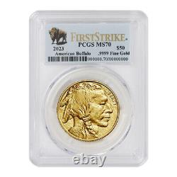 2023 $50 Gold Buffalo PCGS MS70 First Strike 1oz 24K American coin Bison label