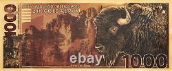 2024 1000mg North American Bison Aurum 24 k Gold Bill Note