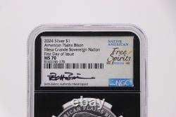 2024 1oz Silver American Plains Bison Mesa Grande FDOI MS70 Beth Zaiken Signed