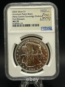 2024 American Plains Bison Mesa Grande Sovereign Nation NGC MS70 First Releases