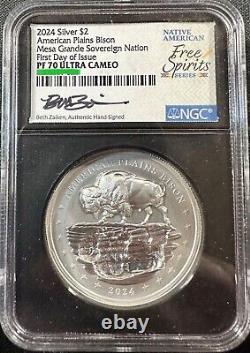 2024 Mesa Grande $2 2oz Silver Bison NGC PF70 FDI UHR Beth Zaiken Sig. Edition