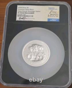 2024 Mesa Grande Bison 5 oz Silver Coin NGC PF70 UCAM Sign Beth Zaiken COA/BOX