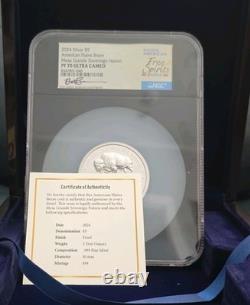 2024 Mesa Grande Bison 5 oz Silver Coin NGC PF70 UCAM Sign Beth Zaiken COA/BOX